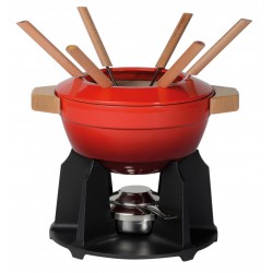 Service à fondue avec poignées rouge cerise - Le Creuset