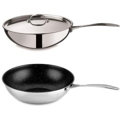 Wok  28cm avec couvercle Glamour Stone - Mepra