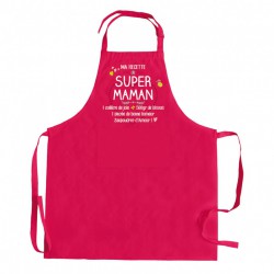 Tablier ' ma recette de super Maman ' rose - T&B Maison