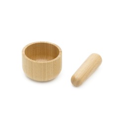 Mortier et pilon en bois de bambou - N2J