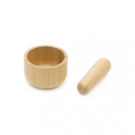 Mortier et pilon en bois de bambou - N2J