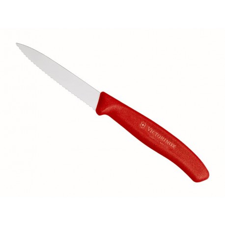 Eplucheur  lame pointue dentelée 8cm manche polypropylène rouge Swiss Classic - Victorinox