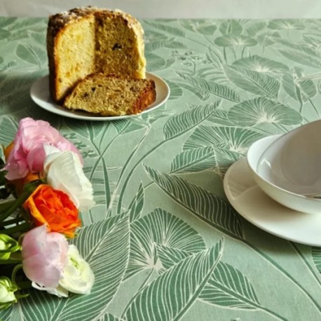 Nappe coton 160 carrée jungle vert - Fleur de Soleil