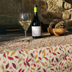 Nappe enduite ovale 160x240 Tilleul Prune - Fleur de Soleil
