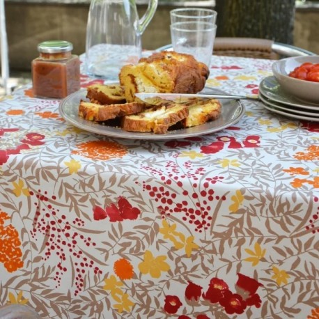 Nappe enduite 160x300 mimosa rouge - Fleur de Soleil