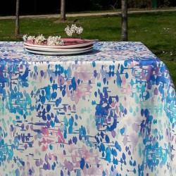 Nappe coton rectangulaire 160x300 reflet turquoise - Fleur de Soleil